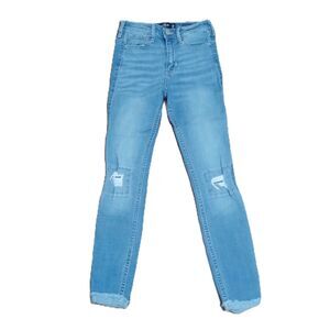 Hollister Distressed High Rise Crop Sz 00 00R Women's Jrs Skinny Jean